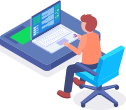 Person sitting on chair working on laptop, developing a website using HostLama’s hosting services.