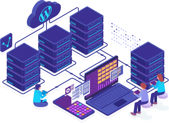 Home 18 Illustration of ultra-fast secure server, all domain types, and HostLama’s 24/7 expert technical support team.